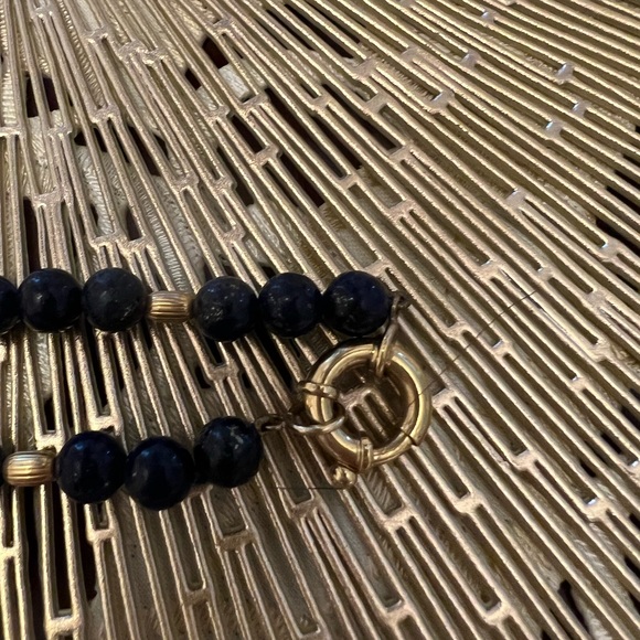 Lapiz stone choker beaded with 18 kt round beads around and 18 kt gold lock - Picture 5 of 8